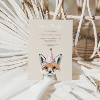 Cute Fox Party Pet Woodland Birthday Kaart
