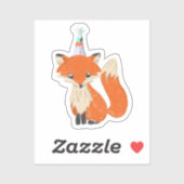 Cute Fox Party Pet Woodland Birthday Sticker (Vel)