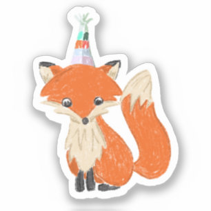 Cute Fox Party Pet Woodland Birthday Sticker