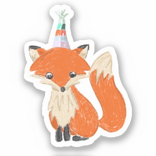Cute Fox Party Pet Woodland Birthday Sticker (Voorkant)
