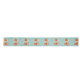 Cute Fox Pattern - Aqua Green Kerstmis Satijnen Lint (Voorkant)