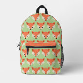 Cute Fox Pattern on Green Bedrukte Rugzak (Voorkant)