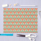 Cute Fox Pattern on Green Tissuepapier (Craft)