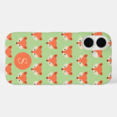 Cute Fox Pattern op Green Monogram Case-Mate iPhone Case (Achterkant (horizontaal))