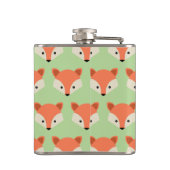 Cute Fox Pattern op Green Monogram Heupfles (Achterkant)