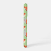 Cute Fox Pattern op Green Monogram iPhone 16 Hoesje (Rechterkant)