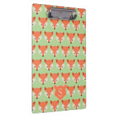 Cute Fox Pattern op Green Monogram Klembord (Rechts)