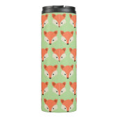 Cute Fox Pattern op Green Monogram Thermosbeker (Achterkant)