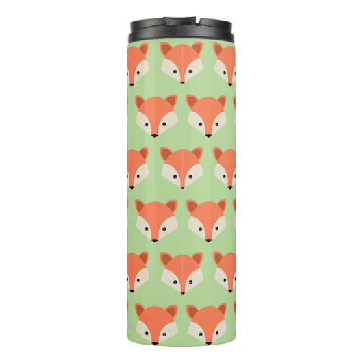 Cute Fox Pattern op Green Monogram Thermosbeker (Achterkant)