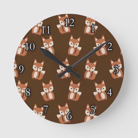 Cute Fox Pattern Ronde Klok (Voorkant)