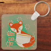 Cute Fox Paws and Sip Quote Personalised Sleutelhanger (Achterkant)