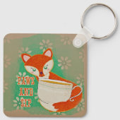 Cute Fox Paws and Sip Quote Personalised Sleutelhanger (Achterkant)