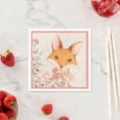Cute Fox Pink Floral Girly Servet (Insitu)