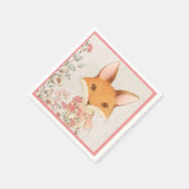 Cute Fox Pink Floral Girly Servet (Hoek)