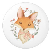 Cute  Fox Pink Floral Keramische Knop (Voorkant)