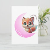 Cute Fox Pink Moon Card Kaart (Staand voorkant)