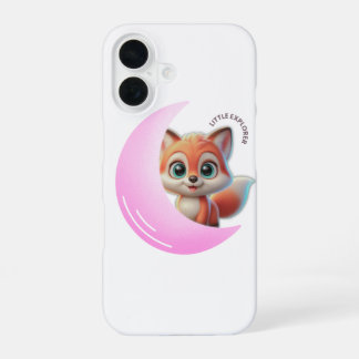 Cute Fox Pink Moon Case – Aesthetic Kawaii  iPhone 16 Hoesje