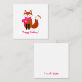 Cute Fox Pink Scarf Heart Mini Kerstmis Notitiekaartje (Voorkant / Achterkant)