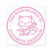 Cute Fox Play Guitar Persoonlijk label Naam Boek Zelfinktende Stempel (Design)