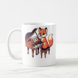 Cute Fox Playing Piano Foxes Musician Music Koffiemok