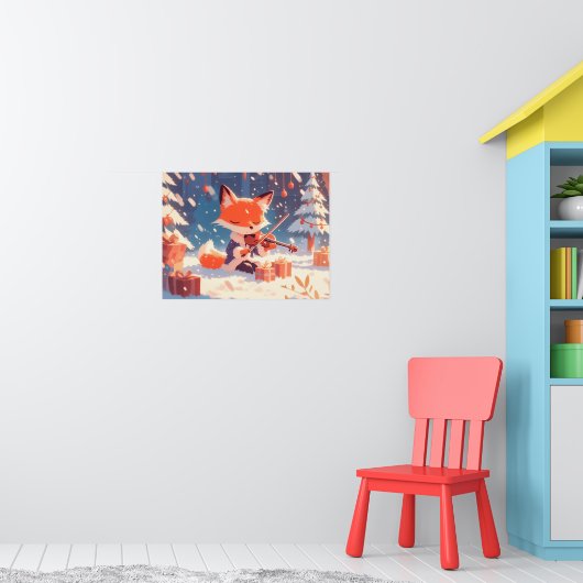 Cute Fox Playing Violin Poster (Kinderkamer 1)