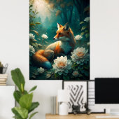 Cute Fox Poster (Thuiskantoor)