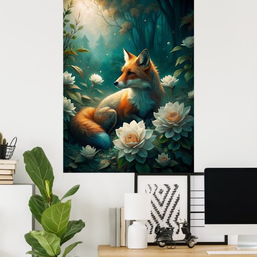 Cute Fox Poster (Thuiskantoor)
