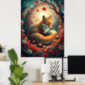 Cute Fox Poster (Thuiskantoor)