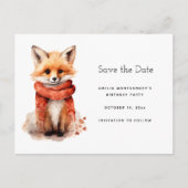 Cute Fox Pup in a Red Scarf Aankondigingskaart (Voorkant)