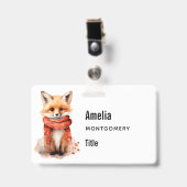 Cute Fox Pup in a Red Scarf Badge (Voorzijde met clip)