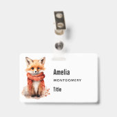 Cute Fox Pup in a Red Scarf Badge (Achterkant met clip)