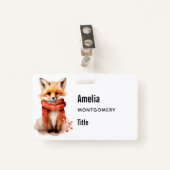 Cute Fox Pup in a Red Scarf Badge (Voorkant met clip)