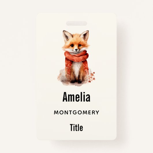  Cute Fox Pup in a Red Scarf Badge (Achterkant)