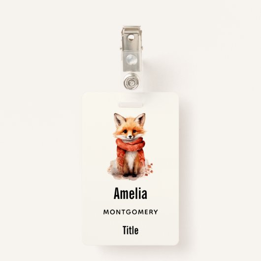  Cute Fox Pup in a Red Scarf Badge (Achterkant met clip)