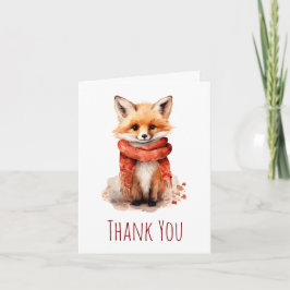 Cute Fox Pup in a Red Scarf Bedankkaart