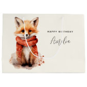 Cute Fox Pup in a Red Scarf Birthday Groot Cadeauzakje (Achterkant)