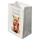 Cute Fox Pup in a Red Scarf Birthday Medium Cadeauzakje (Voorkant Gekanteld)