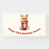 Cute Fox Pup in a Red Scarf Birthday Spandoek (Horizontaal)