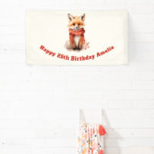 Cute Fox Pup in a Red Scarf Birthday Spandoek (Insitu)