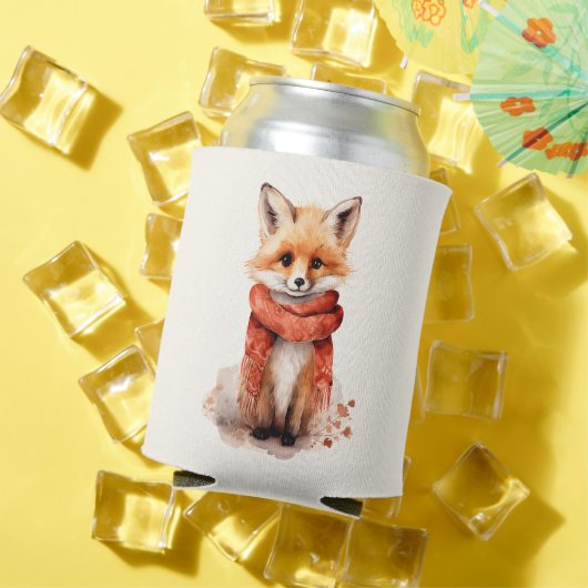 Cute Fox Pup in a Red Scarf Blikjeskoeler (Insitu Zomer)