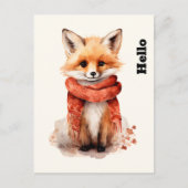 Cute Fox Pup in a Red Scarf Briefkaart (Voorkant)