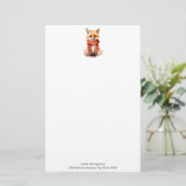 Cute Fox Pup in a Red Scarf Briefpapier (Staand voorkant)