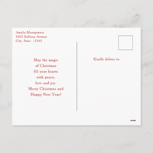 Cute Fox Pup in a Red Scarf Christmas Feestdagenkaart (Achterkant)