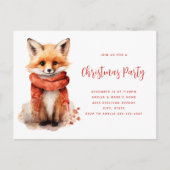 Cute Fox Pup in a Red Scarf Christmas Party Uitnodiging Briefkaart (Voorkant)