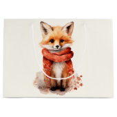 Cute Fox Pup in a Red Scarf Groot Cadeauzakje (Voorkant)