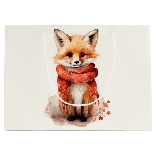 Cute Fox Pup in a Red Scarf Groot Cadeauzakje (Voorkant)
