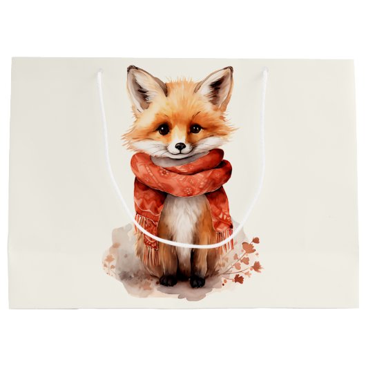 Cute Fox Pup in a Red Scarf Groot Cadeauzakje (Achterkant)