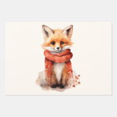 Cute Fox Pup in a Red Scarf Inpakpapier Vel (Voorkant 3)