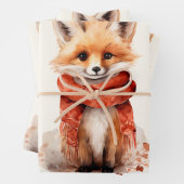 Cute Fox Pup in a Red Scarf Inpakpapier Vel (In situ)