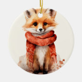 Cute Fox Pup in a Red Scarf Keramisch Ornament (Voorkant)